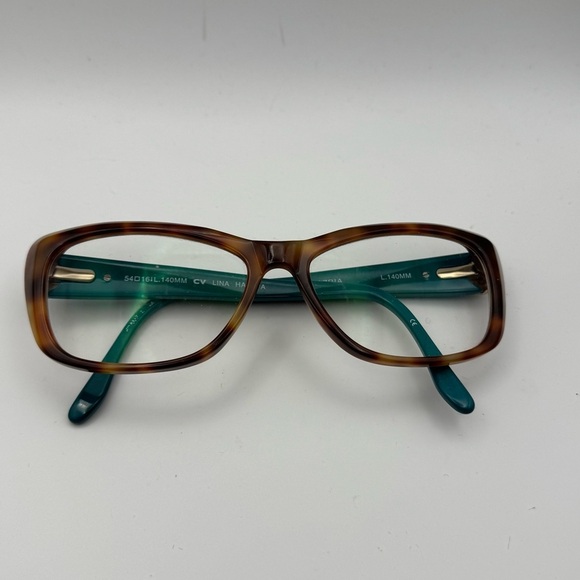 BCBG MAXAZRIA Frames Only LINA Havana Tortoise Shell Teal Starburst 140mm - Picture 5 of 10
